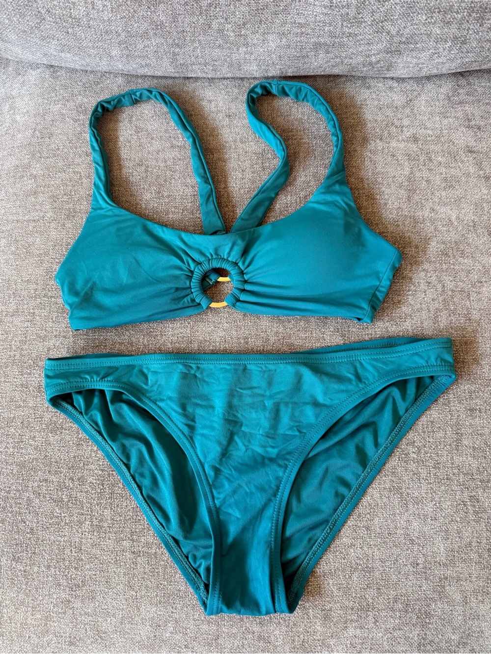 Vince Camuto Teal Ring-Front Bikini Set